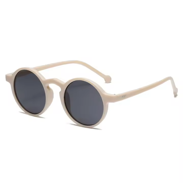 Gafas de Sol Redondas Pequeñas para Mujer Gafas de Sol Marrones de Diseñador Vintage con Montura Redonda y Remaches - 1
