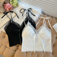 Camisola de encaje con lazo y almohadilla para el pecho para mujer, ropa interior sexy de corte bajo, libre de usar, nuevo - details 3