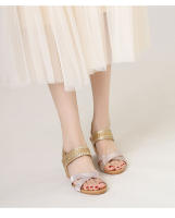 Sandalias de cuña bohemias para mujer, nuevo estilo étnico, con punta abierta, versátiles, de tejido cruzado, romanas. - details 4