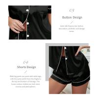 Conjunto De Pijamas De Seda Y Satén Para Mujer Verano Con Cuello Redondo Y Shorts 2 Piezas Dormitorio Elegante Pijama De Noche - details 36