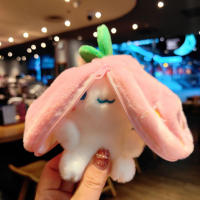 Lindo llavero de conejo de transformación de fruta, adornos de juguete de peluche, llavero de coche - details 9