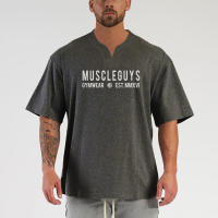Summer Oversized Men's Fashion Confortable V-neck Cotton Plus Size Workout Fitness Bodybuilding Tshirt M-2XL - details 8