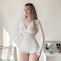 Camisola Floral Miravia Mono Corto de Encaje Primavera/Verano 2024 Pijama Sensual con Mangas Largas para Casa Conjunto de Dormir Sexy Moda Hogar Trendy - details 15