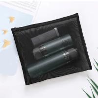 Neceser de viaje con cremallera para mujer, bolsa de maquillaje de malla transparente negra, organizador de almacenamiento, bolsa de cosméticos informal - details 9