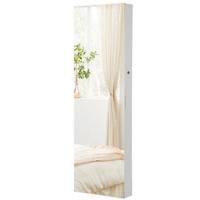 Armario Joyero de Pared, Armario de Joyas con Espejo, Organizador de Joyas para Ahorrar Espacio, Superficie Blanca y Forro Negro JBC51W - details 5