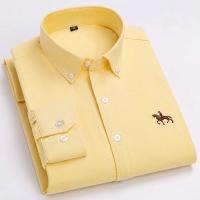 Camisas de caballo bordadas para hombre, ropa de calle de gran tamaño, 2025 algodón, Oxford, informal, manga larga, talla grande, 100% - details 8