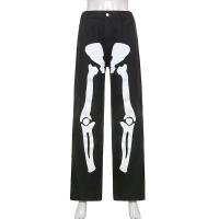 Jeans de Graffiti de Hueso de Calle Pantalones Anchos y Sueltos para Hip Hop con Luz Nocturna - details 4