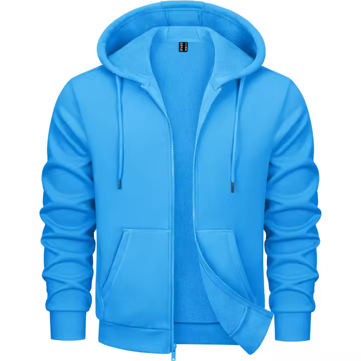 MAGCOMSEN Sudadera con capucha de forro completo para hombre, deportiva y casual, elegante abrigo cálido y suave para correr con grandes bolsillos - 1