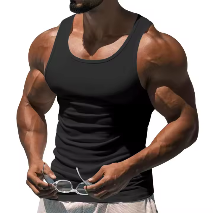 Chaleco de algodón puro para hombre, camiseta deportiva informal sin mangas. - 1