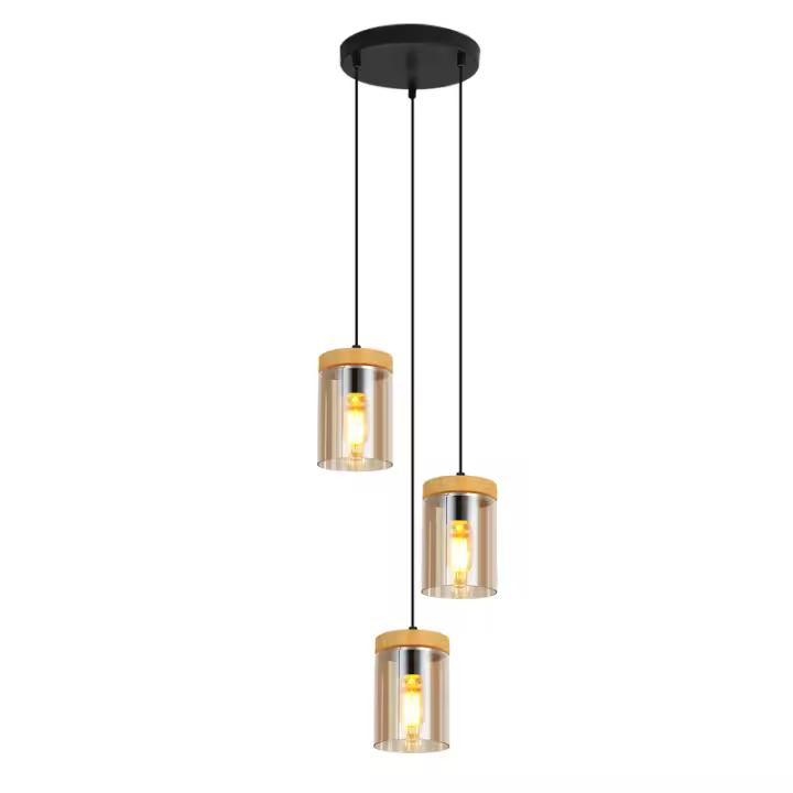CBJKTX Lámpara colgante para mesa de comedor, 3 llamas, lámpara colgante E27 de vidrio vintage para sala de estar - 1