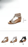 Sandalias de cuña de verano, talla grande, zapatos de mujer adelgazantes con cremallera trasera, zapatos romanos - details 1