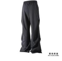 Pantalón plisado lateral de moda Pantalones casuales Pantalones rectos sólidos de cintura elástica para hombres Pantalones sueltos de seda de hielo de secado rápido Pantalones diarios - details 2