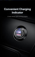 Baseus-cargador de coche de carga rápida, dispositivo Circular de plástico, USB Dual + tipo C, 30W, QC3.0 - details 7