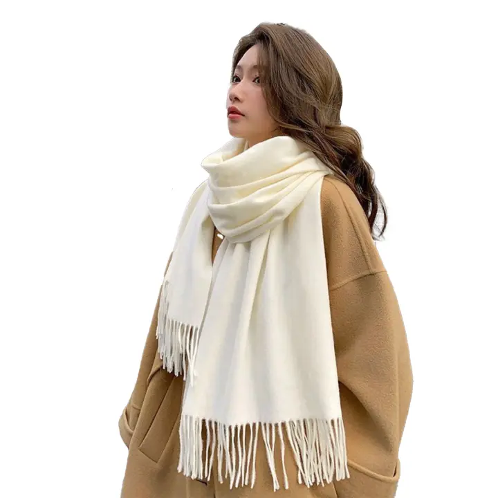 2025 nueva bufanda cálida chal Color sólido engrosado Vintage bufandas largas y anchas para Otoño Invierno primavera - 1