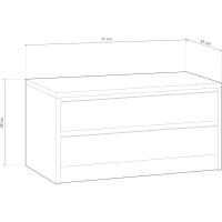 Armario Dos cajones, Mueble Auxiliar Almacenamiento Dormitorio, Modelo Uniq, Color Blanco, Medidas: 77 cm (Largo) x 38 cm (Alto) x 45 cm (Fondo) - details 2