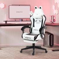 Silla de juego para ordenador, diseño ergonómico, con respaldo alto, soporte lumbar, reposapiés, piel sintética - details 30