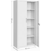 Armario de Garaje de 5 Estantes con 2 Puertas, Armario de Oficina, 40 x 80 x 180 cm, 1 Cerradura, Estantes Ajustables, Gabinete de Metal, Gris Mate OMC015G01 - details 36