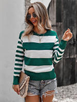 Suéter empalmado a rayas para mujer, Jersey de punto a la moda, novedad de otoño e invierno, 2023 - details 13