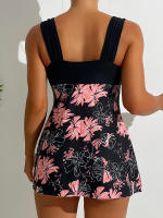 Bikini estampado con cuello en V para mujer, traje de baño de dos piezas, Tankini, ropa de playa de verano - details 2