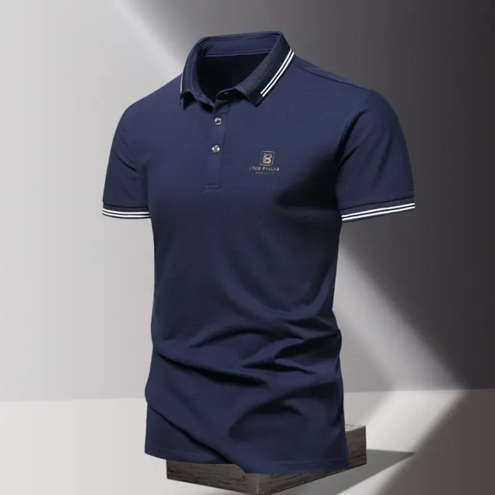 Camisa POLO para hombre de verano, seda de hielo, secado rápido, manga corta, estilo casual, color sólido, ajuste suelto, cuello de negocios. - 1