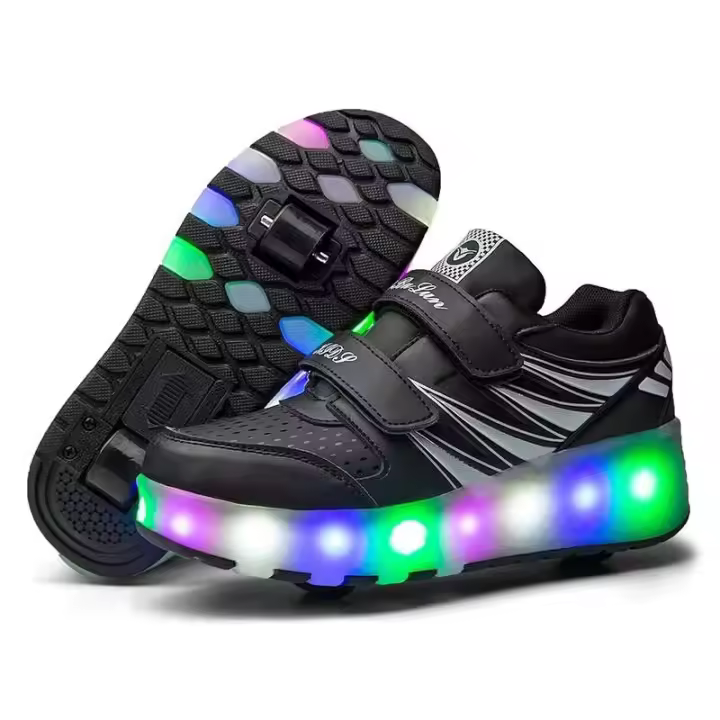 Flash LED infantil de calidad apto tanto para hombre como para mujer, con zapatos de skate recargables de 2 ruedas - 1
