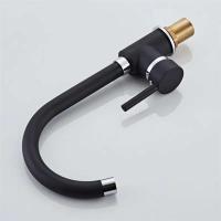 Grifo de oro rosa/negro/cromado mezclador de agua fría y caliente grifo de fregadero giratorio de 360 ​​grados montado en cubierta para cocina - details 7