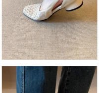Zapatos Mary Jane de Cuero Suave Estilo Francés Fresco para Mujeres Zapatos de Cabeza Cuadrada con Agujero Transpirable - details 4