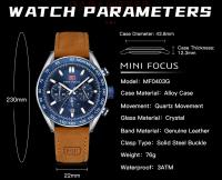 Reloj de cuarzo informal para hombre, correa de cuero genuino Crazy Horse, luminoso, resistente al agua, reloj de moda, regalo para él - details 5