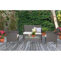 Muebles de jardín de Resina Trenzada Negra - 4 Asientos: 1 sofá, 2 sillones, 1 Mesa de Centro - Cojines Beige con - details 22