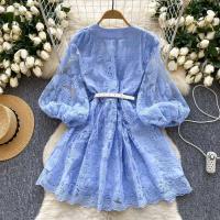 Francia elegante Vintage Palacio noche mujeres bordado fajas Vestido corto de fiesta diseño femenino Casual ropa de vacaciones nuevo - details 4