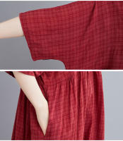 Elegante Vestido Negro de Algodón Vintage Manga Corta, Color Sólido, Moda Casual para Mujeres verano 2025 - details 8