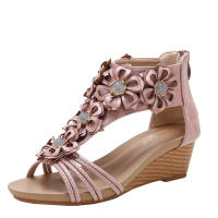 Sandalia sandalias estilo étnico para mujer, novedad vacaciones verano al mar, flores, pendientes bohemios y zapatos romanos - details 2