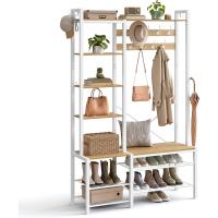 Perchero con Banco Zapatero 5 Estantes de Almacenaje y 9 Ganchos para Ropa Tamaño 40 x 120 x 190cm - details 8