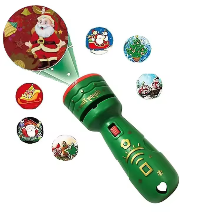 1 Pcs Children's Christmas Flashlight Projector, 24 Different Santa Claus Christmas Image Projection Toys, Christmas Home(Green) - 1