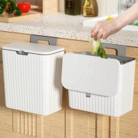 Cubo de basura de cocina montado en la pared, papelera colgante de gran capacidad con tapa para armario de baño, 7L - details 2