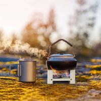 Estufa de Camping Portátil de Acero Inoxidable Cera Ligera de Alcohol para Cocinar en la Montaña, Pesca y Senderismo - details 2