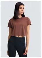 Blusa holgada sin costuras para mujer, Top corto de manga corta para Yoga, correr, Fitness, gimnasio, secado rápido - details 7