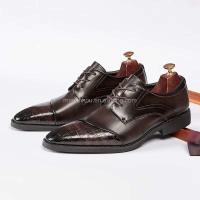 Zapatos de hombre hechos a mano con logo Dropshipping y zapatos de diseñador formales informales sólidos de goma de cuero Oxford para hombres - details 2