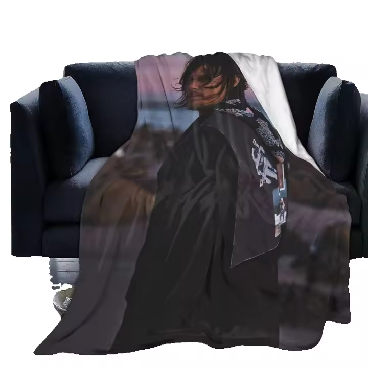 Manta de Franela Ultra Suave Norman Reedus Daryl Dixon Impresión 3D Manta de Peluche Esponjosa para Decoración de Dormitorio Sala de Estar Dormitorio en Temporada Toda Producto Recomendado para Hogar Viaje Camping - 1