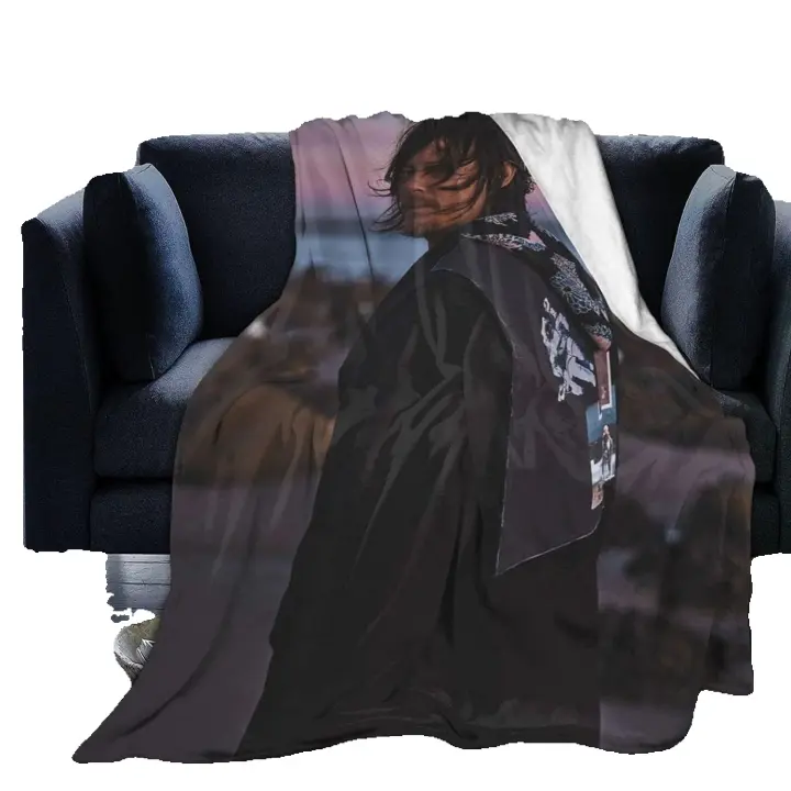Manta de Franela Ultra Suave Norman Reedus Daryl Dixon Impresión 3D Manta de Peluche Esponjosa para Decoración de Dormitorio Sala de Estar Dormitorio en Temporada Toda Producto Recomendado para Hogar Viaje Camping - 1