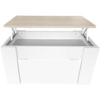 Elevable, Mesita de Salón o Comedor, Color Blanco con Tapa Cambria, Medidas - details 0