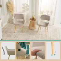 2 Sillas de Comedor Escandinavas Sillón Tapizado en Tela con Reposabrazos Patas Metálicas para Cocina Salón - details 1