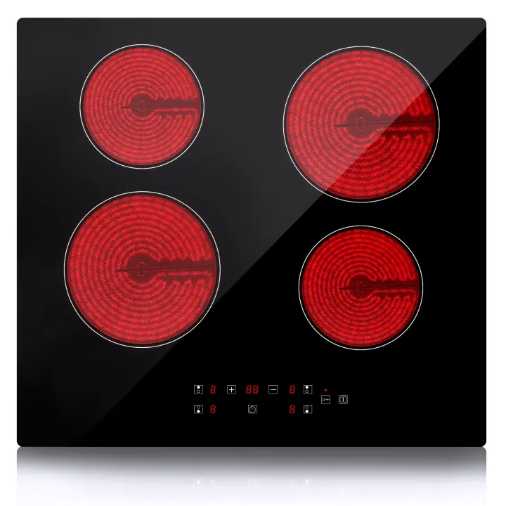 Iseasy Inducción Placa de 4 Fuegos Vitrocerámica 6000 W 4 Chimeneas Montaje Integrado - 1