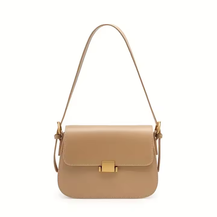 Bolso de mano de piel auténtica para mujer - Bolso bandolera/hombro convertible con correa ajustable, espacioso cierre de cierre de estilo europeo-americano, disponible en beige/negro/marrón - Regalo perfecto para el día de San Valentín y el día de la mad - 1