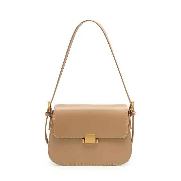 Bolso de mano de piel auténtica para mujer - Bolso bandolera/hombro convertible con correa ajustable, espacioso cierre de cierre de estilo europeo-americano, disponible en beige/negro/marrón - Regalo perfecto para el día de San Valentín y el día de la mad - 1