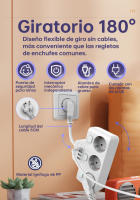 Enchufe de pared con tapa independiente y filtro de red USB. Adaptador de enchufe eléctrico UE con interruptor y cable alargador de 0,5 m. - details 0