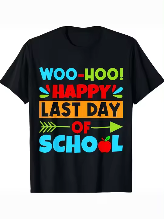 Camiseta Happy Last Day of School Camiseta para estudiantes y profesores Regalo para papá Manga corta con cuello redondo suave y cómoda - 2522g - 1