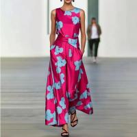 Vestido de Noche Tipo Túnica Sin Mangas con Cuello Redondo Vestido Sexy con Borla Acampanada para Mujer, Vestidos Largos Bohemios con Estampado Floral de Verano - details 1