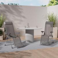 Conjunto Sillas Jardín Exterior de Aluminio, Respaldo Regulable y Reposacabezas, Conjunto Sillas Terraza Resistentes a Intemperie, Transpirable, Patas Reforzadas - 4 Sillas Gris - details 25