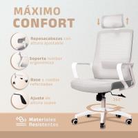 Silla de Oficina Ergónoma Ajustable, Reclinable, Soporte Lumbar, Altura Ajustable, Transpirable, Ruedas Giratorias 360° Soporte hasta 100kg Marco Beige - details 10